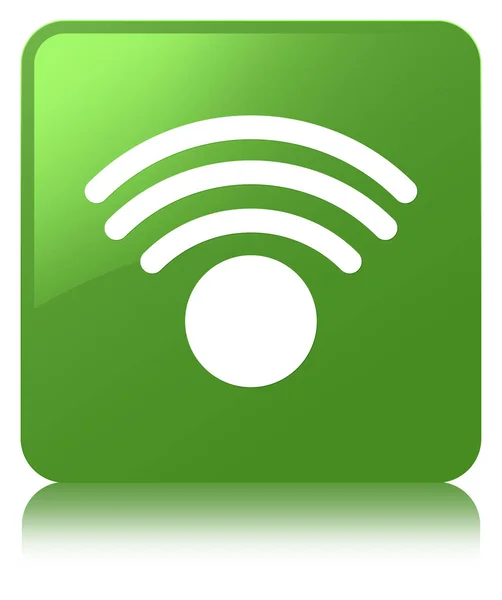 Icône Wifi bouton carré vert doux — Photo