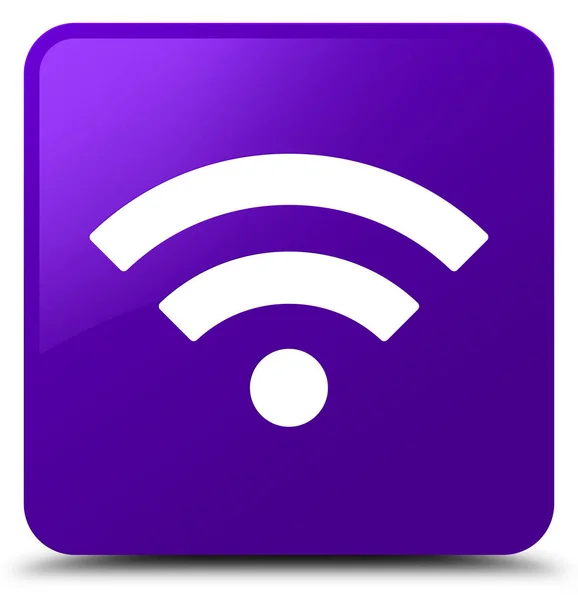 Icône Wifi bouton carré violet — Photo