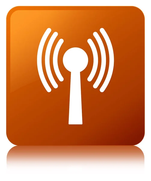 Wlan network icon brown square button — Stock Photo, Image