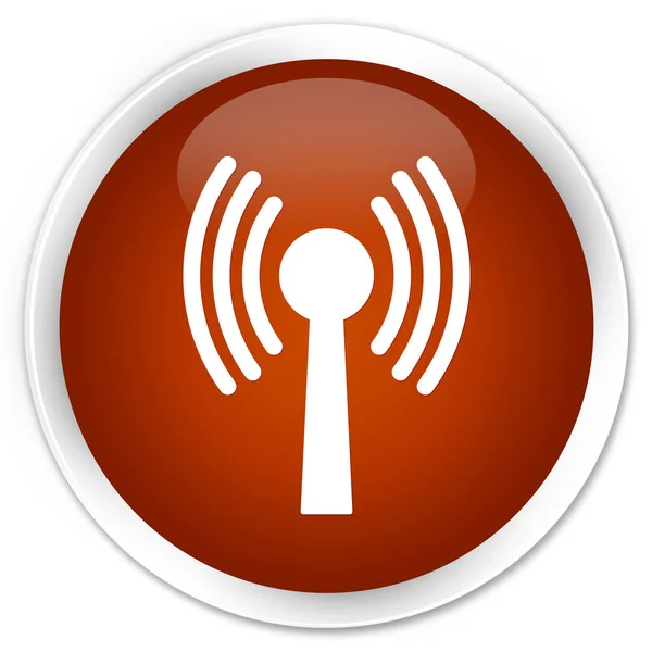 Wlan network icon premium brauner runder Knopf — Stockfoto