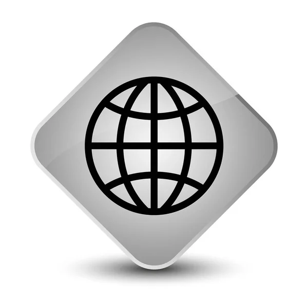 Ícone do mundo elegante botão de diamante branco — Fotografia de Stock