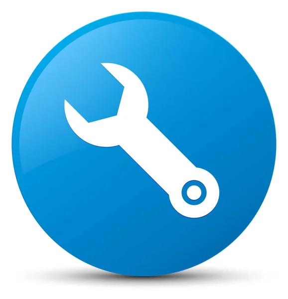 Wrench icon cyan blue round button — Stock Photo, Image