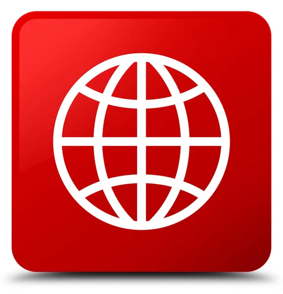 World icon red square button — Stock Photo, Image
