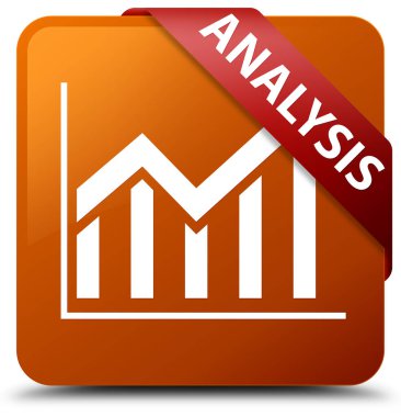 Analiz (istatistik simgesi) kahverengi kare düğme kırmızı kurdele içinde kor