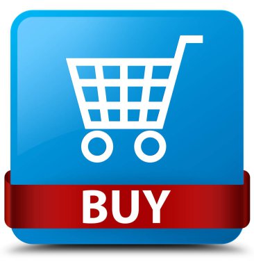 Camgöbeği mavi kare düğme kırmızı kurdele orta satın