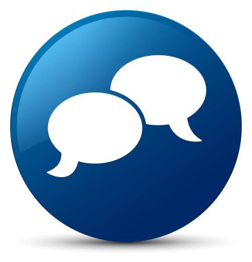 Sohbet kabarcık simgesi mavi yuvarlak düğmesi