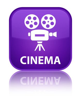 Sinema (video kamera simgesi) özel mor kare düğme