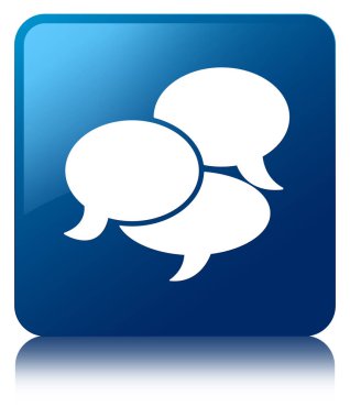 Yorumlar simgesi mavi kare düğme