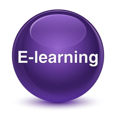 E-öğrenme eğitim camsı mor yuvarlak düğmesi