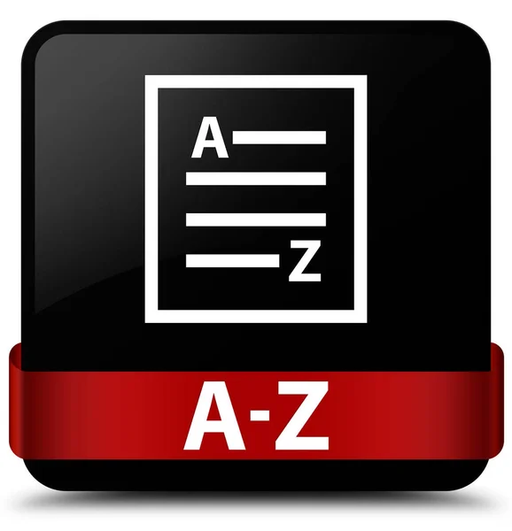 A-Z (icono de la página de lista) botón cuadrado negro cinta roja en el centro — Foto de Stock