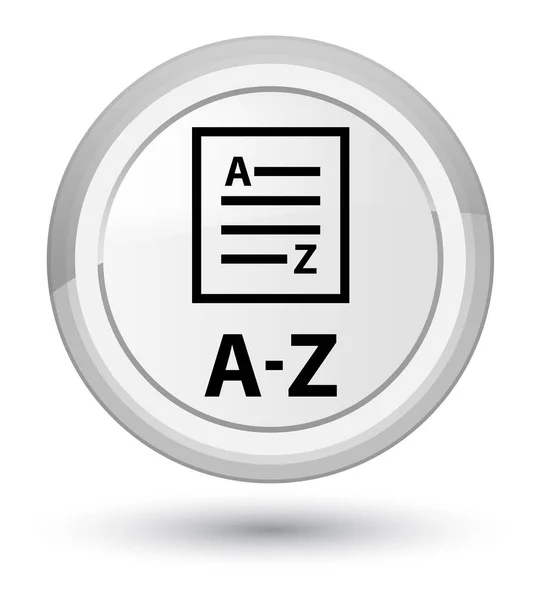 A-Z (ícone de página de lista) botão redondo branco principal — Fotografia de Stock