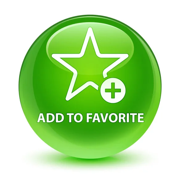Ajouter au bouton rond vert vitreux préféré — Photo