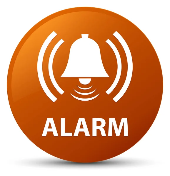Allarme (icona campana) pulsante rotondo marrone — Foto Stock