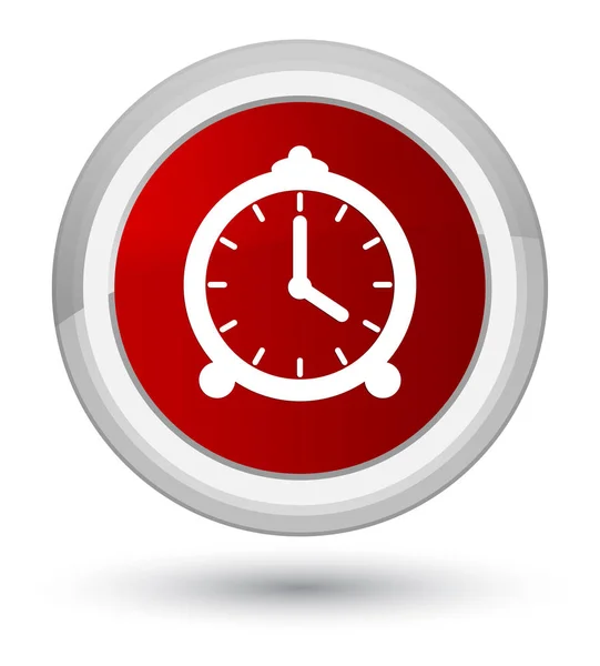Despertador icono de reloj botón redondo rojo primo —  Fotos de Stock