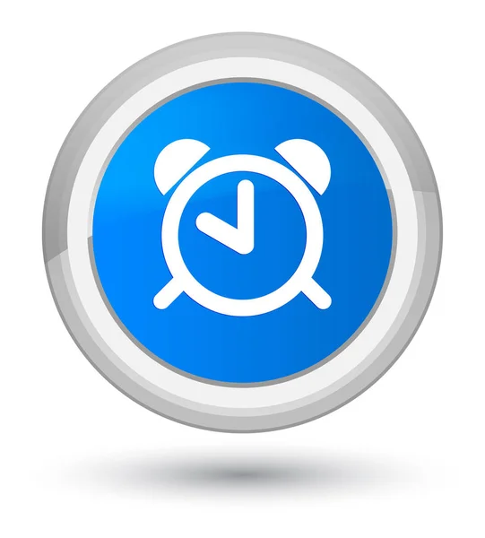 Ícone do relógio de alarme ciano principal botão redondo azul — Fotografia de Stock