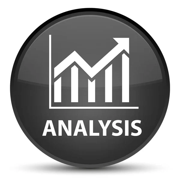 Analys (statistik ikon) särskilda svart rund knapp — Stockfoto