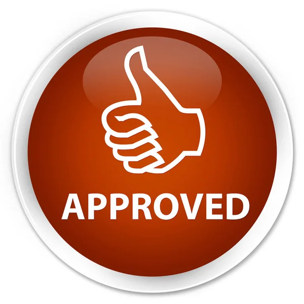 Approved (thumbs up icon) premium brown round button
