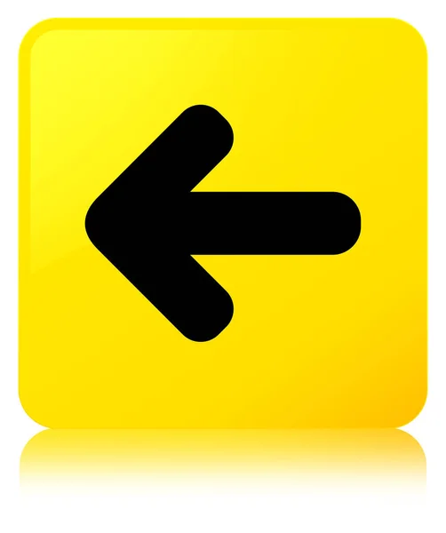 Terug pijl pictogram gele vierkante knop — Stockfoto