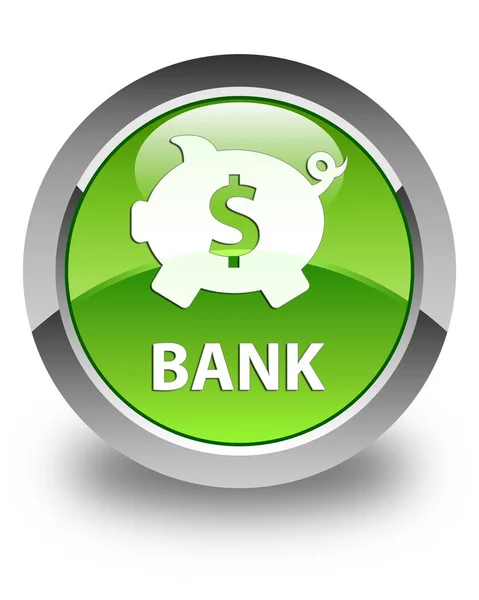 Banco (sinal de dólar caixa porquinho) botão redondo verde brilhante — Fotografia de Stock