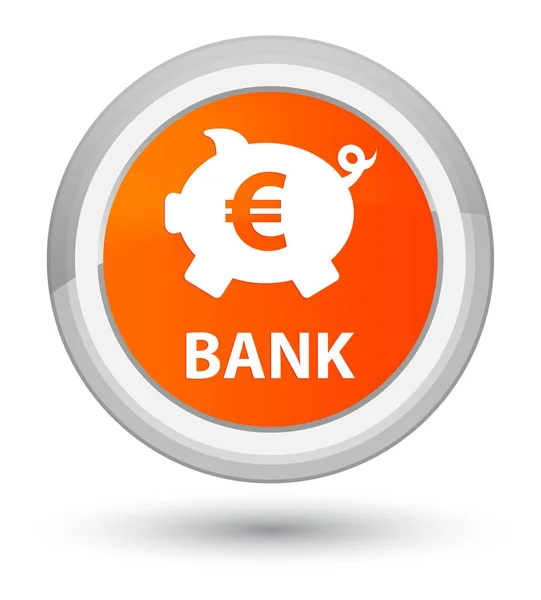 Bank (piggy box euro sign) prime orange round button — Stock Photo, Image