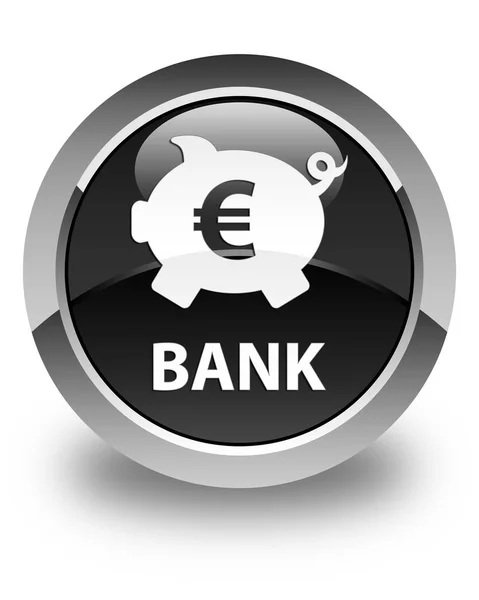 银行 (存钱罐欧元符号) 光面黑色圆钮 — 图库照片