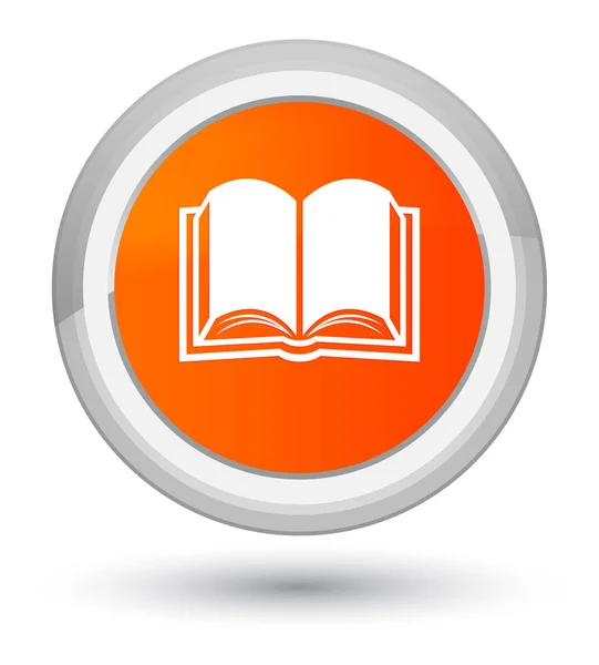 Kniha prvotní oranžové kulaté tlačítko — Stock fotografie