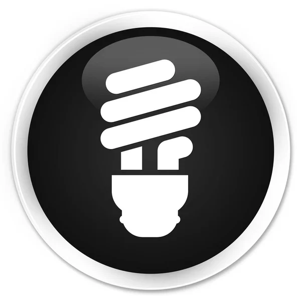 Ícone da lâmpada prémio botão redondo preto — Fotografia de Stock