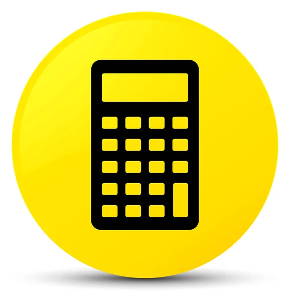 Żółta ikona kalkulator okrągły przycisk — Zdjęcie stockowe