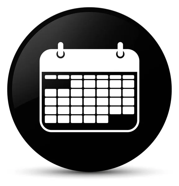 Ημερολόγιο εικονίδιο μαύρο στρογγυλό κουμπί — Φωτογραφία Αρχείου