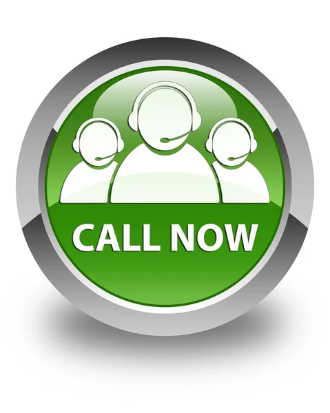 Call now (customer care team icon) glossy soft green round butto — Stock Photo, Image