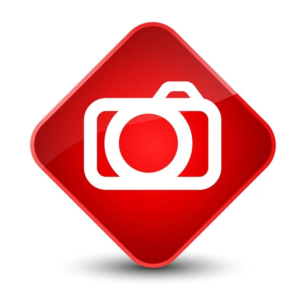 Ícone da câmera elegante botão de diamante vermelho — Fotografia de Stock