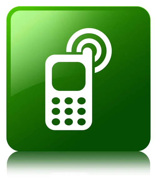 핸드폰 울리는 아이콘 녹색 사각형 버튼 — 스톡 사진