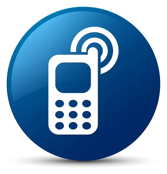 Mobilní telefon vyzváněcí ikony modré kulaté tlačítko — Stock fotografie