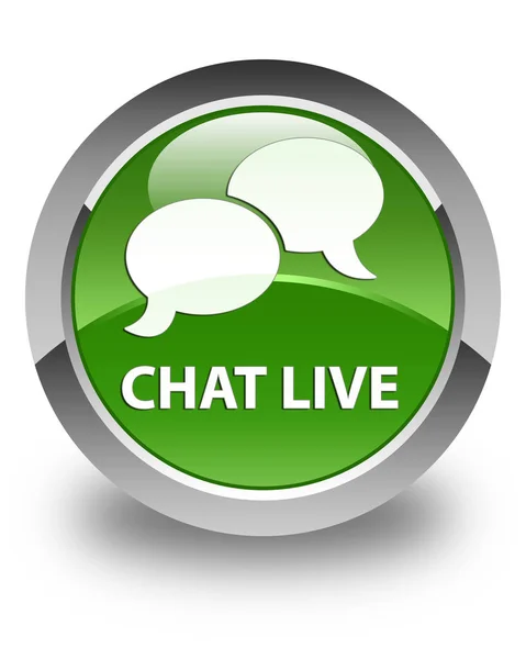 Chat en vivo brillante suave botón redondo verde —  Fotos de Stock