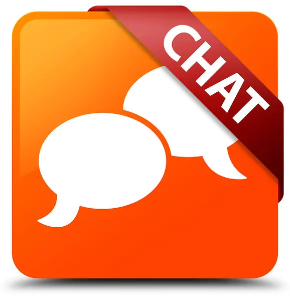 Chat orange square button red ribbon in corner — Stock Photo, Image