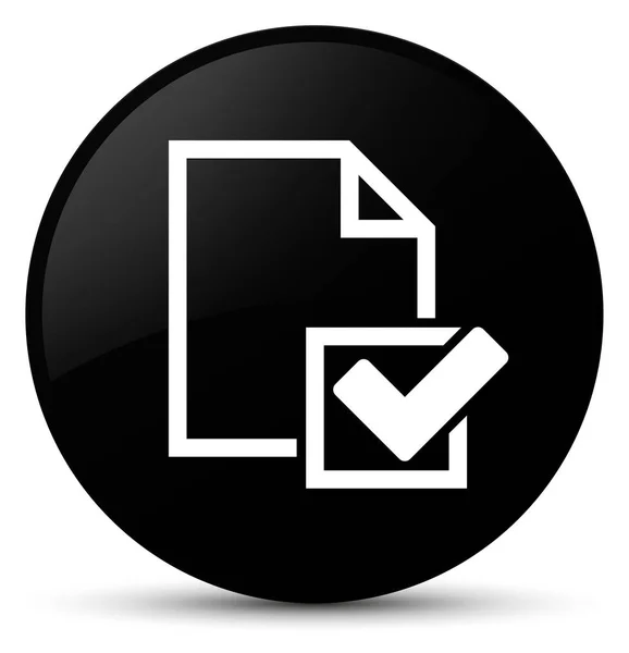 Ícone de lista de verificação botão redondo preto — Fotografia de Stock