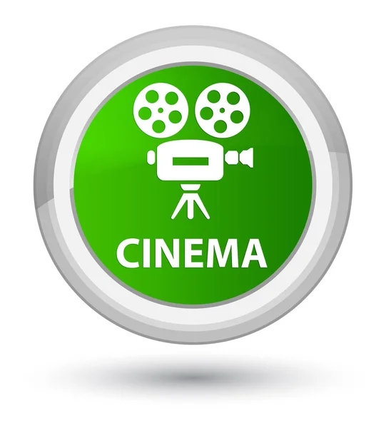 Cinema (ícone de câmera de vídeo) botão redondo verde principal — Fotografia de Stock