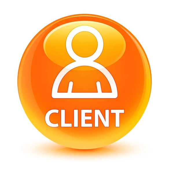 Cliente (ícone do membro) botão redondo laranja vítreo — Fotografia de Stock