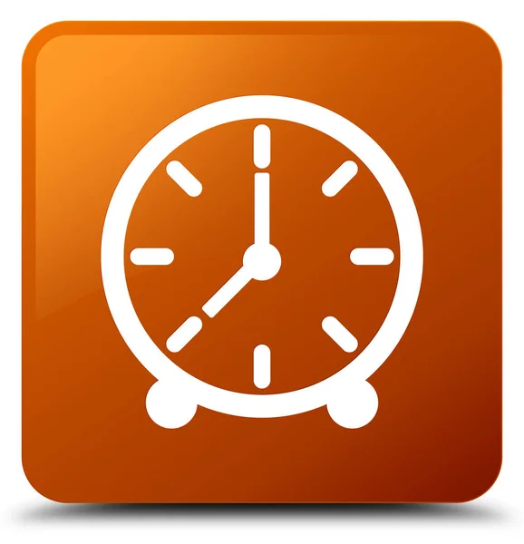 Clock icon brown square button — Stock Photo, Image