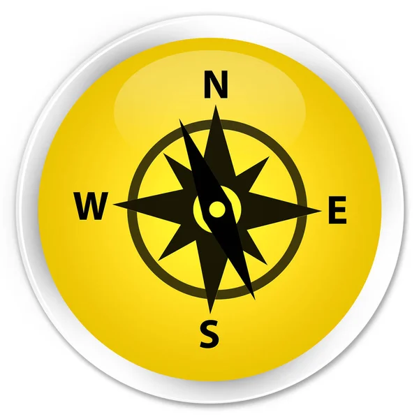 Ikona kompasu premium žluté kulaté tlačítko — Stock fotografie