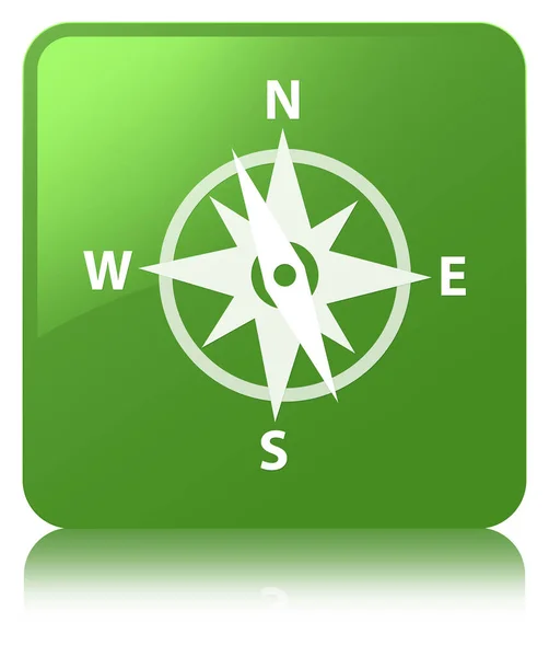 Μαλακό πράσινο τετράγωνο κουμπί εικονίδιο πυξίδας — Φωτογραφία Αρχείου