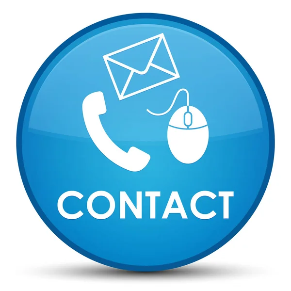 Contact (e-mail en muis telefoonpictogram) cyaan blauw speciale ronde maar — Stockfoto