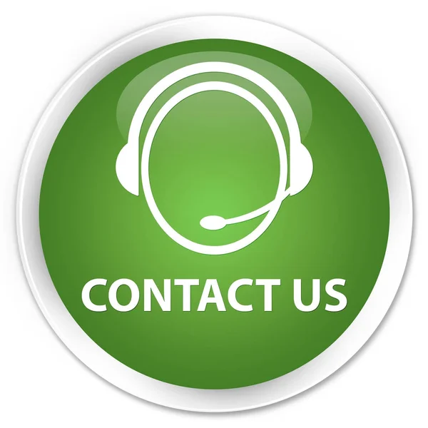 Contact us (customer care icon) premium soft green round button — Stock Photo, Image