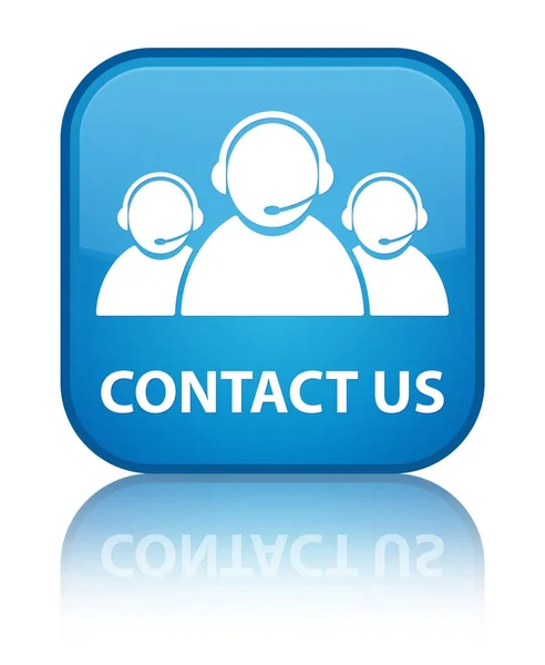 Kontaktieren Sie uns (Kundenbetreuungsteam Symbol) spezielle cyanblaue Quadrat bu — Stockfoto