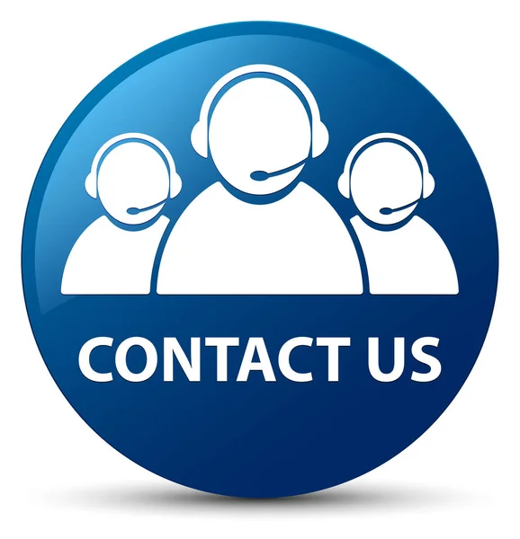 Kontakt oss (kundeservicegruppe ikon) blå rund knapp – stockfoto