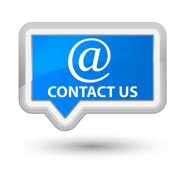 Contacte-nos (ícone de endereço de e-mail) botão banner azul ciano principal — Fotografia de Stock