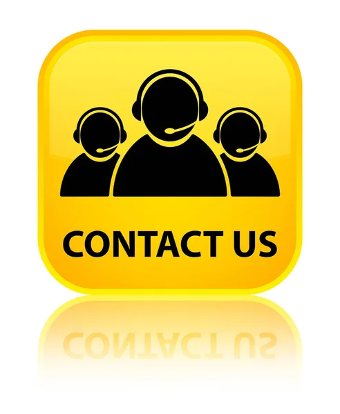 Contacte-nos (ícone da equipe de atendimento ao cliente) especial amarelo quadrado butto — Fotografia de Stock