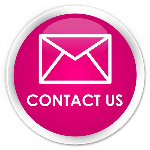 Contacte-nos (ícone de e-mail) botão redondo rosa premium — Fotografia de Stock