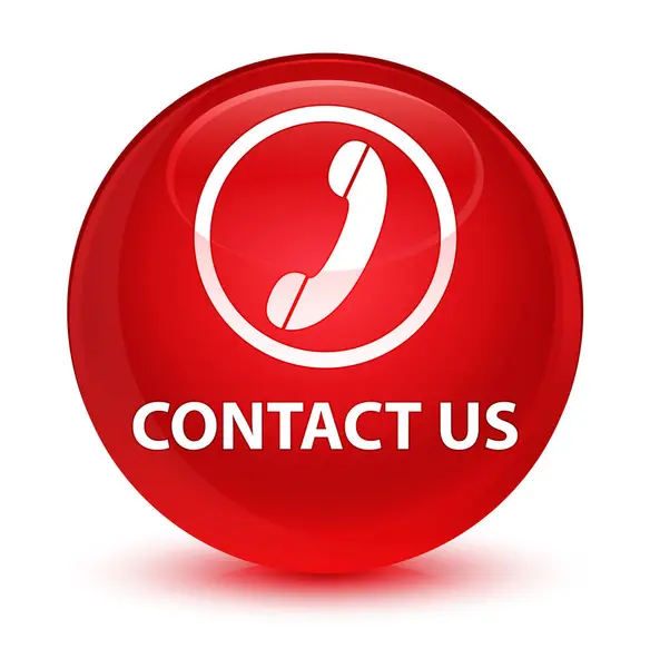 Skontaktuj się z nami (ikonę telefonu) szklisty czerwony okrągły przycisk — Zdjęcie stockowe