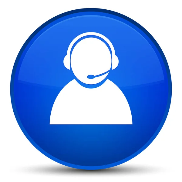 Customer care icon special blue round button — Stock Photo, Image